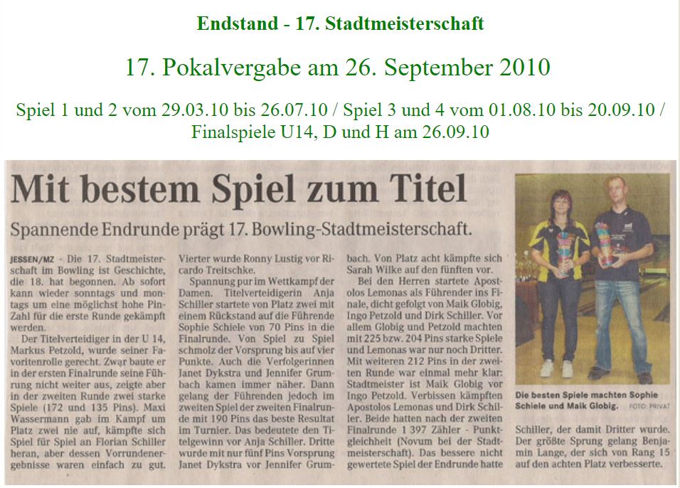 Teilnehmer zu Beginn der 17. Stadtmeisterschaft
