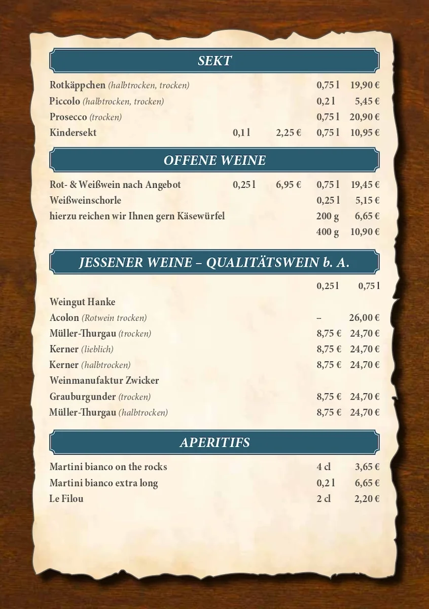Speisen- und Getränkekarte, Seite 4